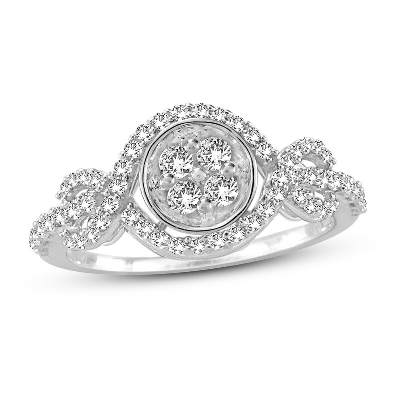 Diamond Engagement Ring 1/2 ct tw Round-cut 10K White Gold