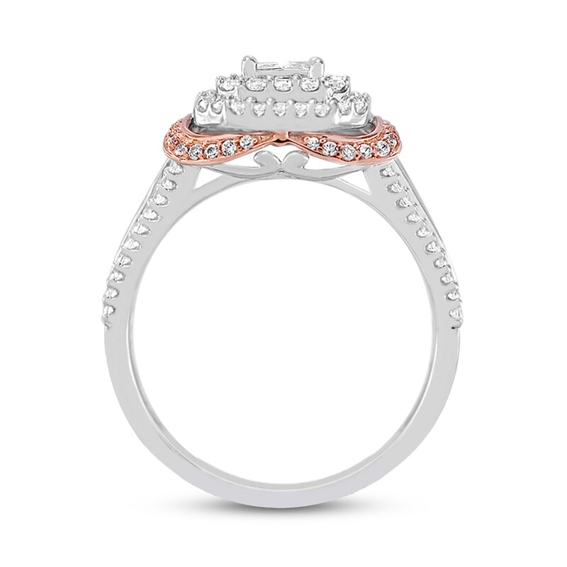 Diamond Engagement Ring 1 ct tw Princess, Round & Baguette 10K Two-Tone Gold