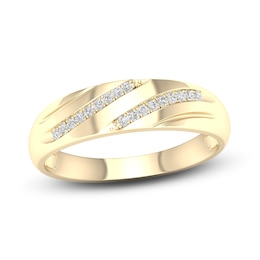 Men's Diamond Wedding Band 1/20 ct tw Round-Cut 10K Yellow Gold