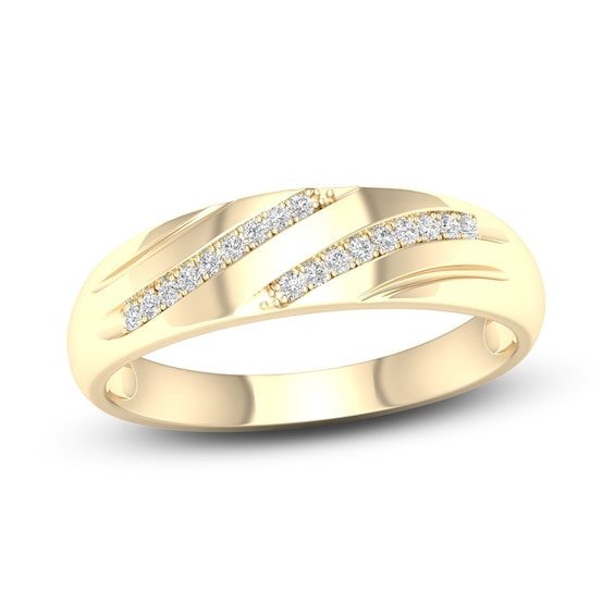 Men's Diamond Wedding Band 1/ ct tw Round-Cut 10K Yellow Gold