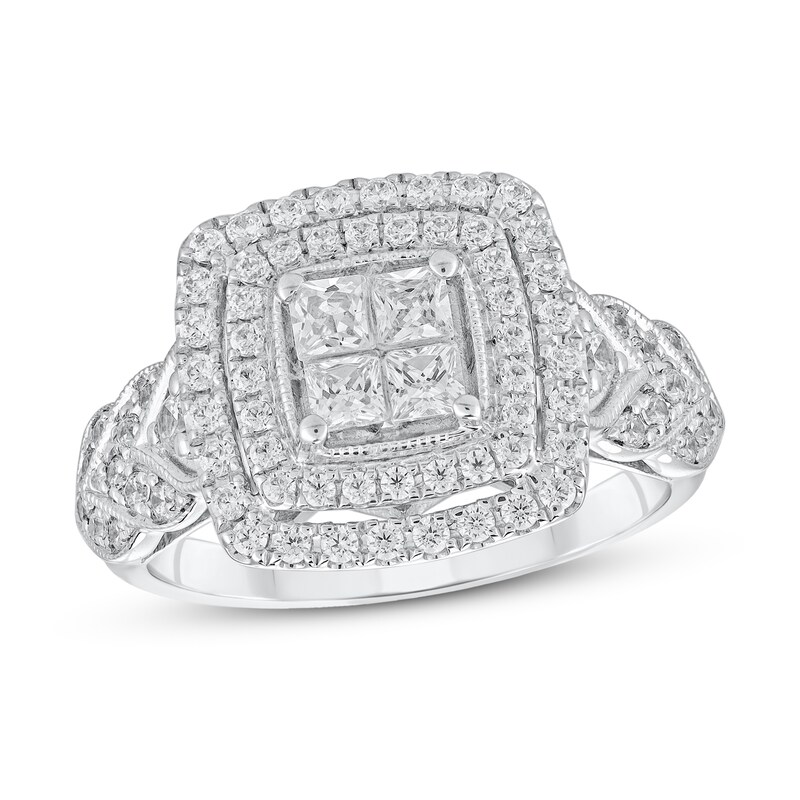 Main Image 1 of Adore Diamond Engagement Ring 1 ct tw Princess & Round 10K White Gold