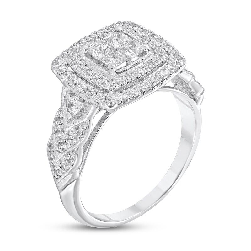 Main Image 2 of Adore Diamond Engagement Ring 1 ct tw Princess & Round 10K White Gold
