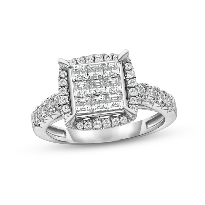 Main Image 1 of Adore Diamond Engagement Ring 1-1/3 ct tw Princess & Round-cut 14K White Gold