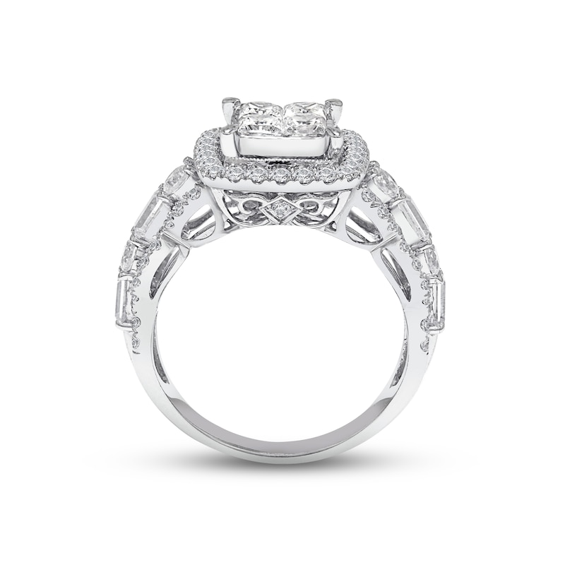 Diamond Engagement Ring 2 ct tw Princess, Round & Baguette-cut 14K White Gold
