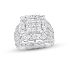 Diamond Engagement Ring 3 ct tw Princess, Round & Baguette-cut 10K White Gold