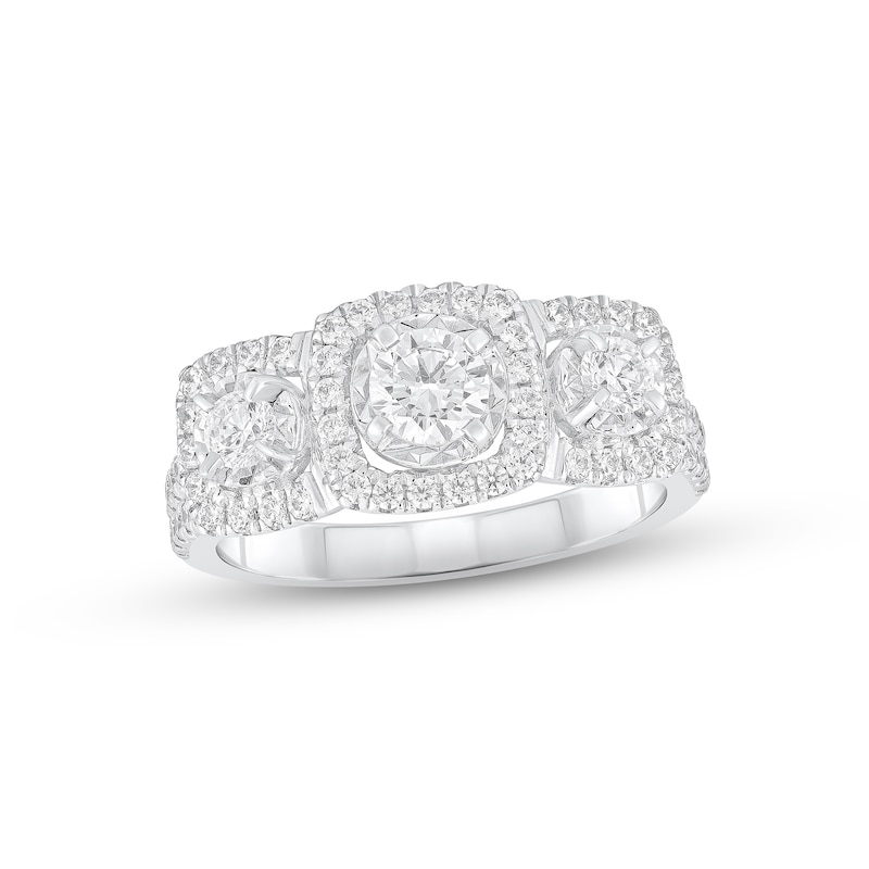 Main Image 1 of Adore Diamond Three-Stone Engagement Ring 1 ct tw Round-cut 14K White Gold