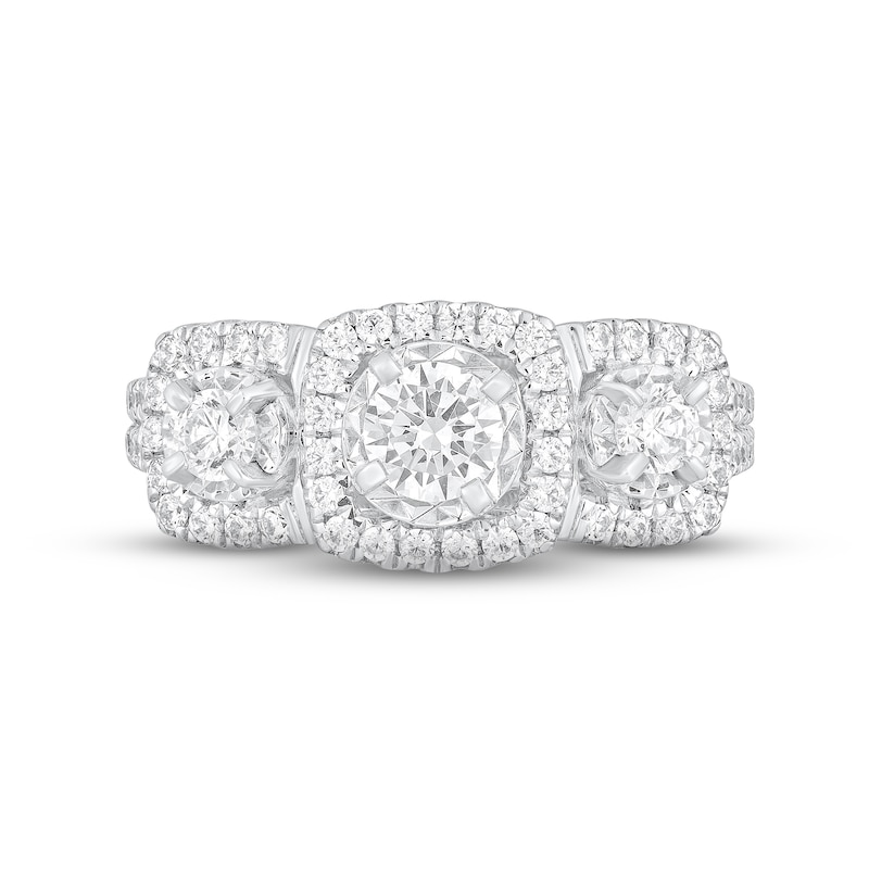 Main Image 3 of Adore Diamond Three-Stone Engagement Ring 1 ct tw Round-cut 14K White Gold