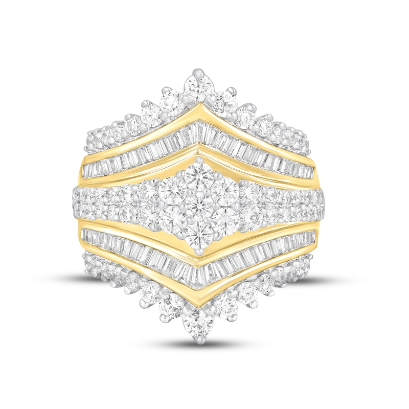 Multi-Diamond Engagement Ring 2-1/2 ct tw Round & Baguette-cut 10K Yellow Gold