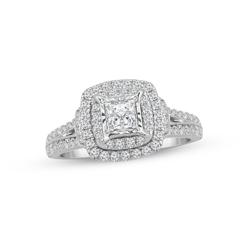 Main Image 1 of Adore Diamond Engagement Ring 1 ct tw Princess & Round-cut 14K White Gold