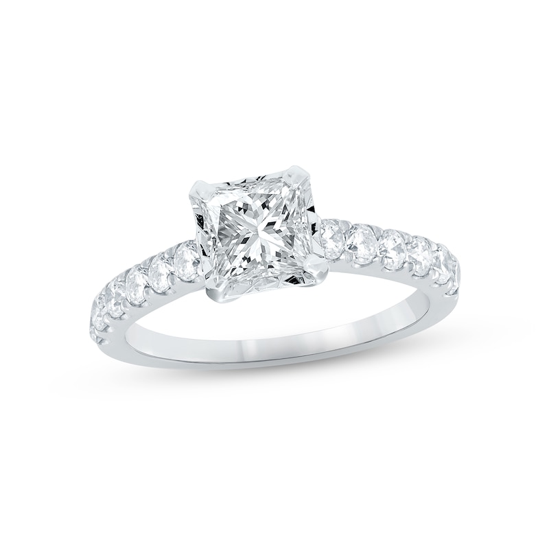 Diamond Engagement Ring 1-1/5 ct tw Princess & Round-cut 14K White Gold ...