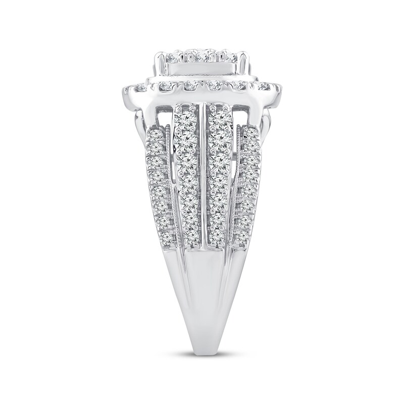 Multi-Diamond Cushion Frame Engagement Ring 2 ct tw 14K White Gold