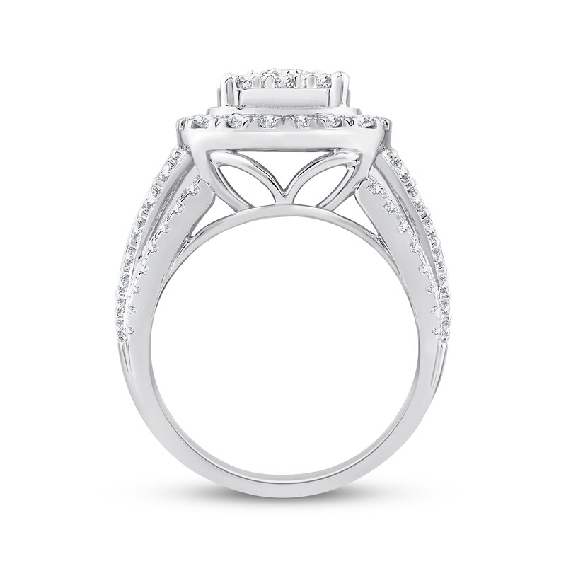 Multi-Diamond Cushion Frame Engagement Ring 2 ct tw 14K White Gold