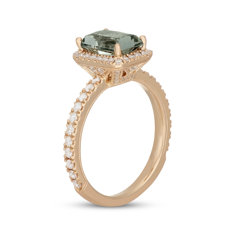 Main Image 1 of Neil Lane Radiant-Cut Green Quartz & Diamond Engagement Ring 5/8 ct tw 14K Yellow Gold