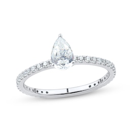 Certified Pear-Shaped Diamond Engagement Ring 3/4 ct tw Platinum