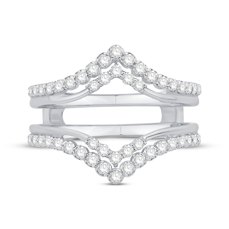 Diamond Chevron Enhancer Ring 5/8 ct tw 14K White Gold