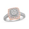 Cushion-Shaped Round-Cut Diamond Engagement Ring 3/4 ct tw 14K Two-Tone Gold