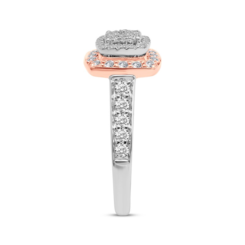 Cushion-Shaped Round-Cut Diamond Engagement Ring 3/4 ct tw 14K Two-Tone Gold