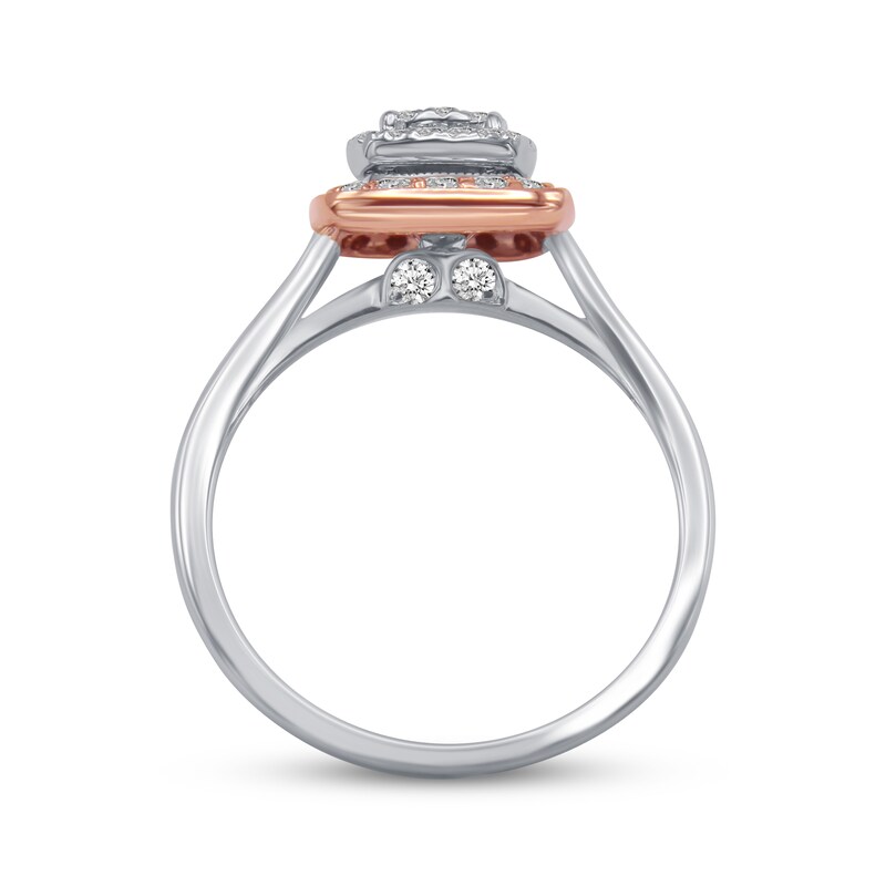 Cushion-Shaped Round-Cut Diamond Engagement Ring 3/4 ct tw 14K Two-Tone Gold