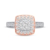 Cushion-Shaped Round-Cut Diamond Engagement Ring 3/4 ct tw 14K Two-Tone Gold