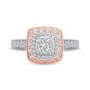 Cushion-Shaped Round-Cut Diamond Engagement Ring 3/4 ct tw 14K Two-Tone Gold