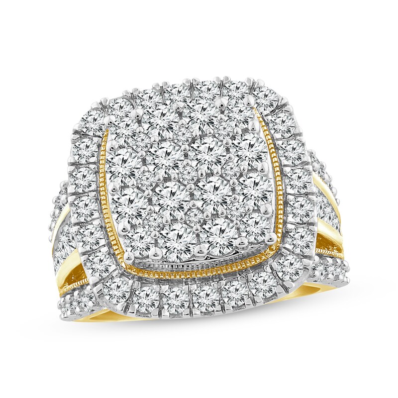 Round-Cut Multi-Diamond Center Engagement Ring 3 ct tw 14K Yellow Gold