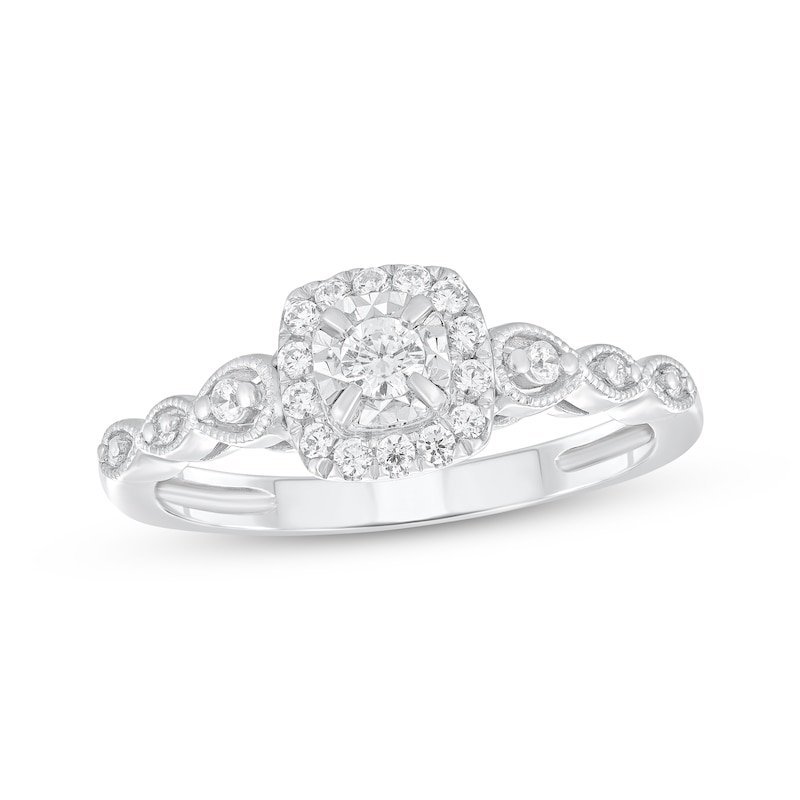 Vintage-Style Round-Cut Diamond Engagement Ring 1/4 ct tw 10K White Gold