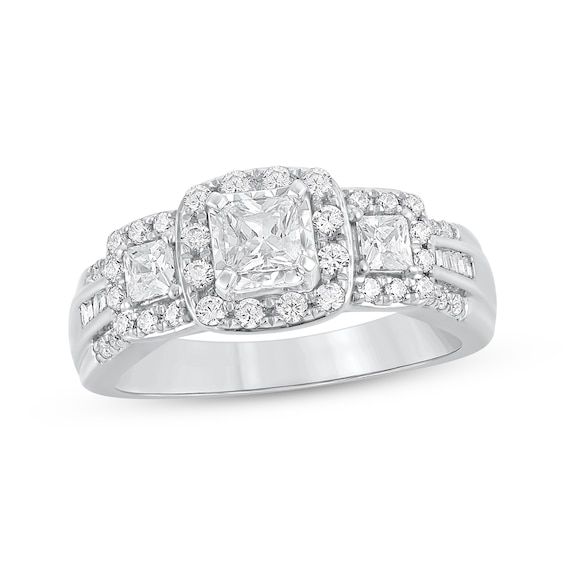 Adore Multi-Shape Diamond Three-Stone Engagement Ring 1 ct tw 14K White Gold