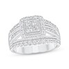 Princess & Round-Cut Diamond Engagement Ring 1 ct tw 10K White Gold