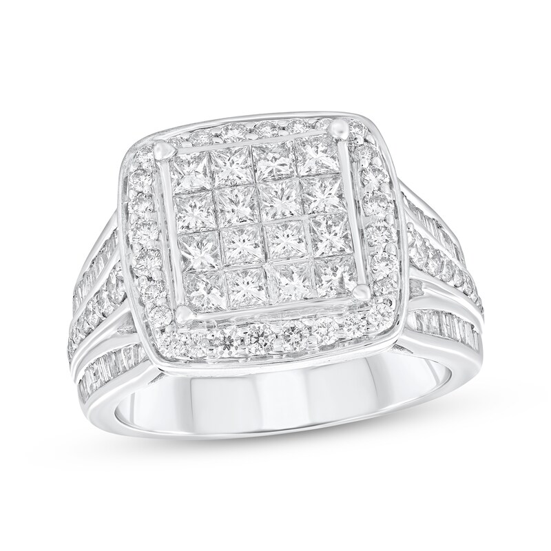 Multi-Shape Diamond Engagement Ring 2 ct tw 14K White Gold