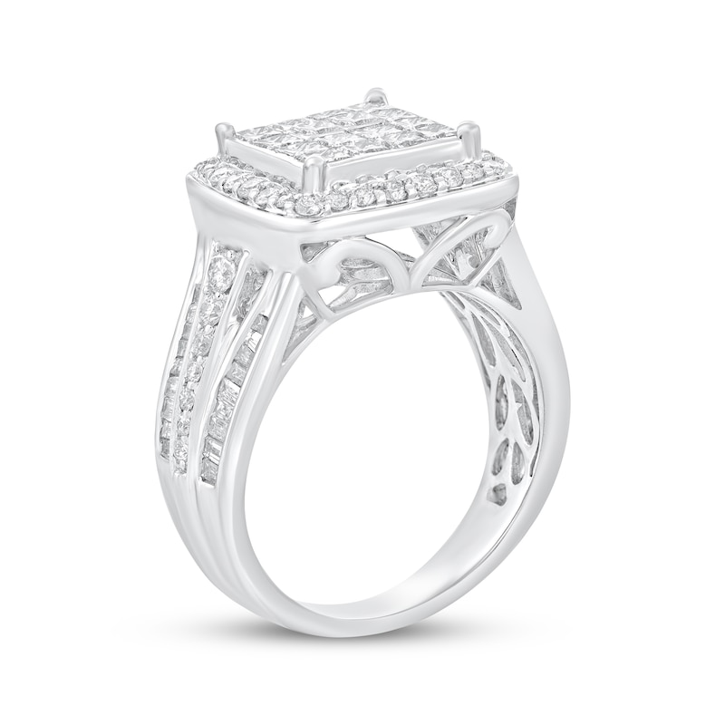 Multi-Shape Diamond Engagement Ring 2 ct tw 14K White Gold
