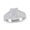 Princess-Cut Multi-Diamond Center Rectangle Engagement Ring 5/8 ct tw 10K White Gold