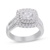 Round-Cut Diamond Cushion Frame Engagement Ring 1-3/4 ct tw 14K White Gold