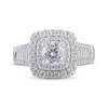 Round-Cut Diamond Cushion Frame Engagement Ring 1-3/4 ct tw 14K White Gold