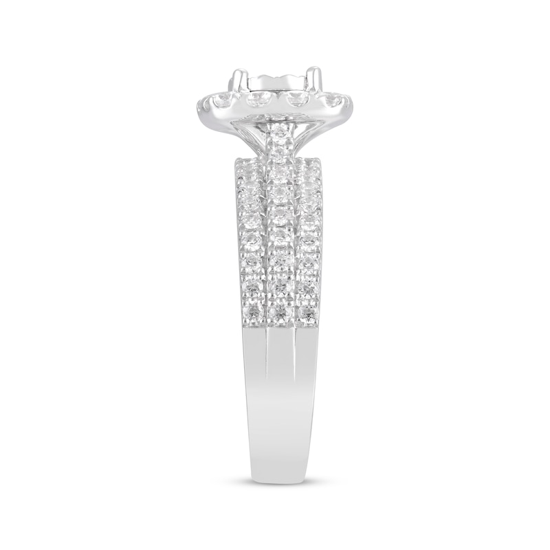Round-Cut Diamond Three-Row Engagement Ring 1-1/3 ct tw 14K White Gold