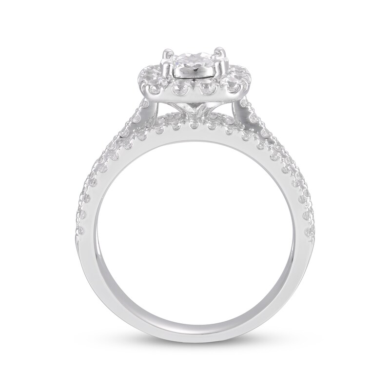 Round-Cut Diamond Three-Row Engagement Ring 1-1/3 ct tw 14K White Gold