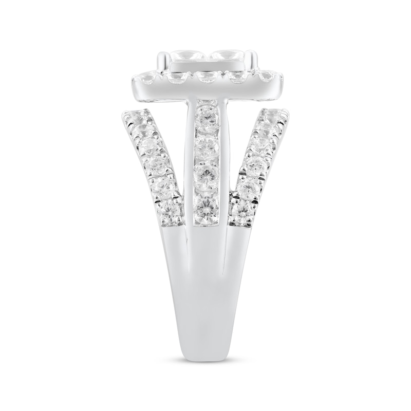 Princess-Cut Quad Diamond Split Shank Engagement Ring 3 ct tw 14K White Gold