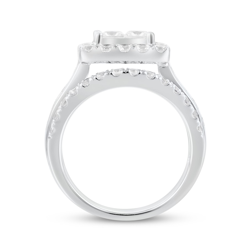 Main Image 3 of Adore Princess-Cut Quad Diamond Split Shank Engagement Ring 3 ct tw 14K White Gold