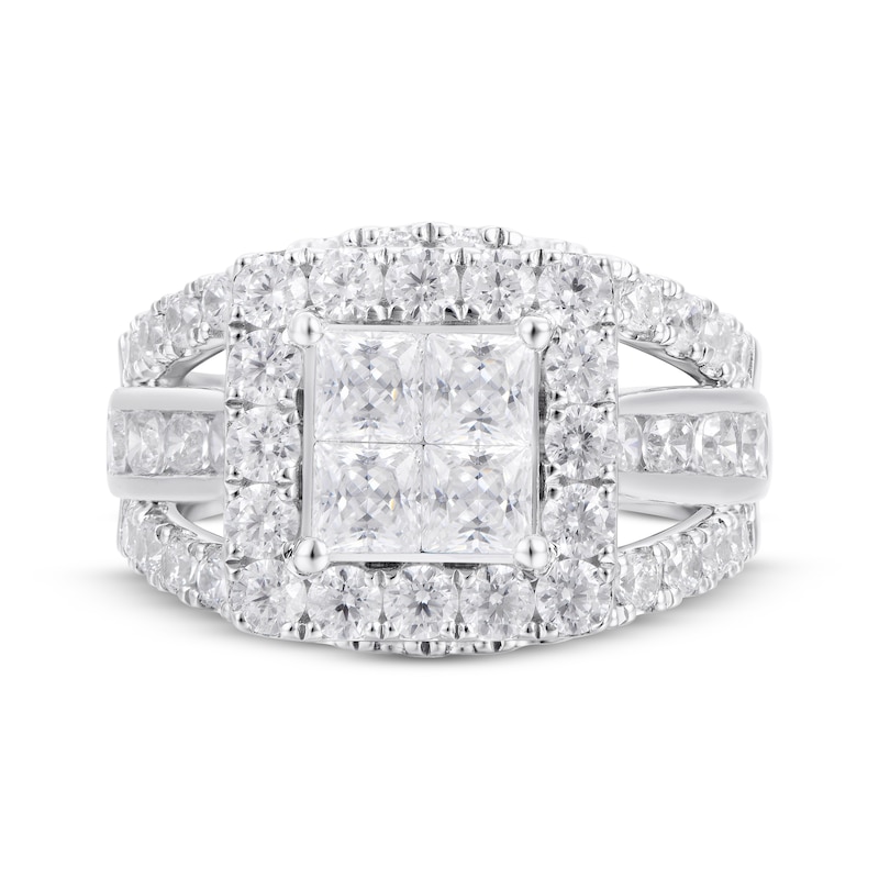 Main Image 4 of Adore Princess-Cut Quad Diamond Split Shank Engagement Ring 3 ct tw 14K White Gold