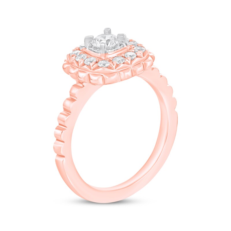 Round-Cut Diamond Flower Engagement Ring 1/2 ct tw 10K Rose Gold