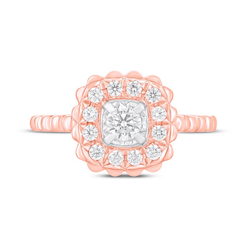 Round-Cut Diamond Flower Engagement Ring 1/2 ct tw 10K Rose Gold