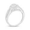 Round-cut Multi-Diamond Center Cushion Frame Engagement Ring 1/2 ct tw 10K White Gold