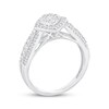 Thumbnail Image 1 of Round-cut Multi-Diamond Center Cushion Frame Engagement Ring 1/2 ct tw 10K White Gold