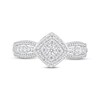 Round-cut Multi-Diamond Center Cushion Frame Engagement Ring 1/2 ct tw 10K White Gold