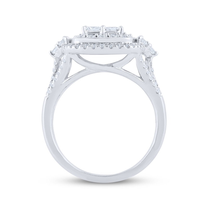 Princess-Cut Quad Diamond Engagement Ring 1-1/2 ct tw 10K White Gold