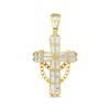 Thumbnail Image 2 of Men's Diamond Chain-Draped Cross Charm 1/2 ct tw 10K Yellow Gold