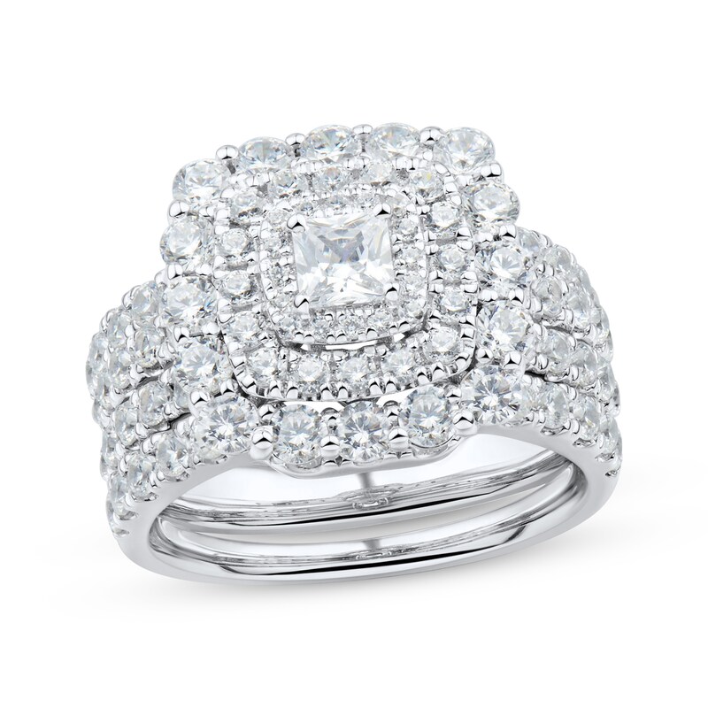 Main Image 1 of Adore Princess-Cut Diamond Triple-Frame Bridal Set 3 ct tw 14K White Gold