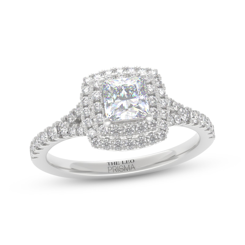 Main Image 1 of THE LEO Prisma Diamond Princess-Cut Double Halo Engagement Ring 1 ct tw 14K White Gold
