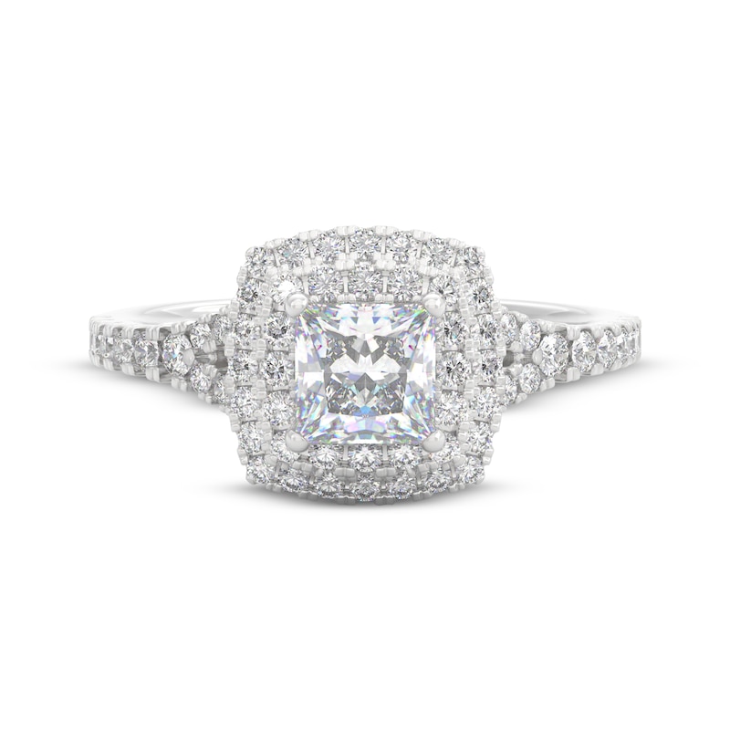 Main Image 3 of THE LEO Prisma Diamond Princess-Cut Double Halo Engagement Ring 1 ct tw 14K White Gold