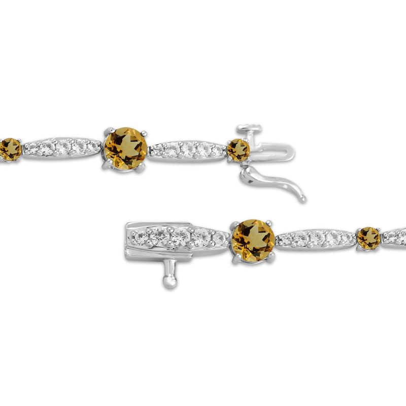 Main Image 3 of Citrine & White Lab-Created Sapphire Link Bracelet Sterling Silver 7.5"