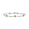 Thumbnail Image 1 of Peridot & White Lab-Created Sapphire Link Bracelet Sterling Silver 7.5"